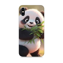 Apple Uyumlu iPhone Xs Max Sevimli Panda Ve Bambu Desenli Silikon Kılıf