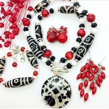 Sibelce 2193 Septerian Tibet Akik Mercan Sedef Oniks El Yapımı Kolye Çok Renkli Sibelce 2193 Septerian Tibet Akik Mercan Sedef Oniks El Yapımı Kolye Çok Renkli