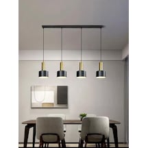 Rsylight Retro Metal Masa Üstü Dekoratif Rustik 4 Lü Siyah Gold Sıralı Avize Siyah - Gold