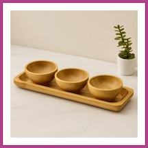 Gees Global Bambu Lokumluk Ve Çerezlik Seti 3'lü Sunum Tepsili 6 Cm Gbzs