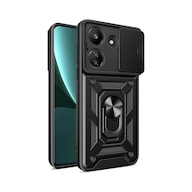 Mey İthalat Redmi 13c Kılıf Pars Lens Yüzüklü Silikon - Siyah