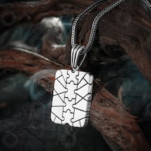 925 Ayar Gümüş Yapboz Tasarım Erkek Kolye Gümüş