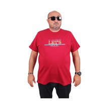 Moc Grande Mocgrande Erkek Büyük Beden Sıfır Yaka Tişört Let's Do It 25186 Bordo Bordo