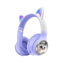 Hd11 Sevimli Kedi Karükatür Kulak Led Işıklı 5.3 Bluetooth Kulak Üstü Kulaklık