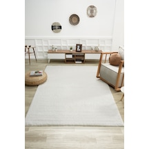 Mariesse Home Mariessehome Düz Beyaz Yumuşak Post Peluş Modern Dokuma Çocuk Odası Oturma Odası Salon Mutfak Halısı