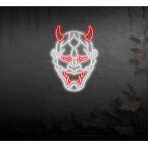 Lucifer Şeytan Figürlü Neon Tabela Beyaz