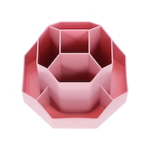 Ganzhoushop Döndürülebilir Kalemlik Çok Fonksiyonlu Depolama Kırtasiye Masa Düzenleyici Ev Masası İçin Yuvarlak Minimalist Tasarım Abs 18.00x18.00x14.00cm 1paketpembe