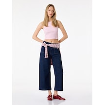 Koton Pamuklu Cepli Normal Bel Culotte Pantolon - Culotte Jeans Koyu İndigo 7wal40032md Indigo