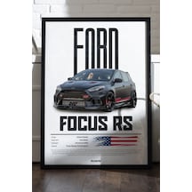 Ford Focus Rs Araba Siyah Ahşap Çerçeveli Poster, Dekoratif Duvar Tablosu