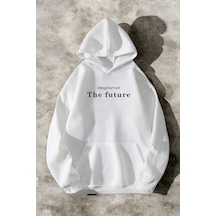 The Future Baskılı Oversize Sweatshirt Beyaz