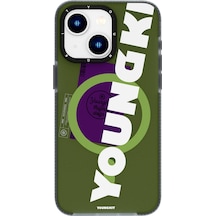 İphone 15 Uyumlu Kılıf Magsafe Şarj Özellikli Youngkit Binfen Serisi Yazı Temalı Kapak Yeşil