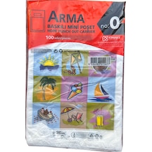 Arma Baskılı Mini Blok Poşet Torba - No : 0 - 20 x 30 CM. - Beyaz - 100 Adetlik 1 Paket