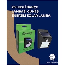 Solar Enerjili 20 Led Duvar Lambası Hareket Sensörlü, Su Geçirmez, Kablo Gerektirmez Diğer