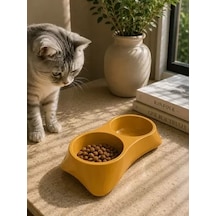 Hubrendy Sh İkili Model Beton Kedi Köpek Mama Ve Su Kabı 24cm 12cm 5cm - Bronz