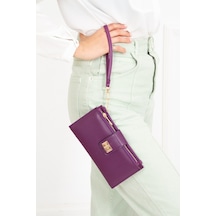 Newish Polo Kadın Mor Soft Doku Deri Kartlık Ve Cüzdan New049 Mor