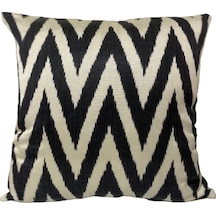 Siya beyaz İkat ipek el dokuma dekoratif kırlent