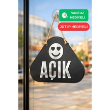 Ahşap Üzeri Gümüş Aynalı Pleksi Emoji Figürlü Açık-kapalı Tabelası