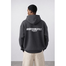 Respire Erkek Absofuckinlutely Baskılı Oversize Hoodie Füme