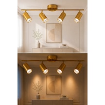 Eskitme Premium Gold Line 4 Lü Spot Avize Sarkıt Led Uyumlu Gold Salon Mutfak Aydınlatma