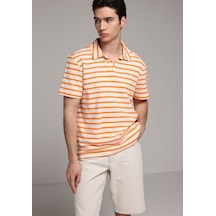 Colin's Colins Regular Fit Polo Yaka Çizgili Erkek Turuncu Kısa Kol Tişört Cl1080251 Q1.v2 Ora