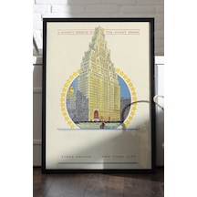 Times Square Siyah Ahşap Çerçeveli Poster, Dekoratif Seyahat Duvar Tablosu