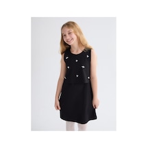 LC Waikiki Alıta Cıty Farkıyla Lcw Kids Siyah Oval Yaka Taşlı Kız Çocuk Elbise Siyah - 928242578 Siyah