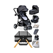 Baby Home Yeni Doğan 9 İn 1 Full Takım 945 Travel Sistem Bebek Arabası Angel Sepet Anne Yanı Beşik Füme - Siyah