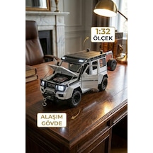 1:32 Mercedes G63 Brabus Metal Diecast Model Araba - Sesli Işıklı Çek Bırak Oyuncak Jip Beyaz