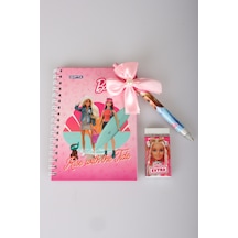 X Dekomus Lisanslı Barbie A6 Bloknot, Kurdele Başlıklı Uçlu Kalem Ve Silgi Seti Diğer