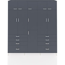 Hyperion Dolap 8 Raflı 8 Çekmeceli 3 Askılı 220x44x243 Antrasit-antrasit/antrasit Antrasıt/antrasıt - Antrasıt