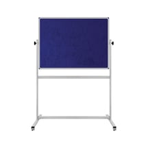 Panda 90 x 120 CM Çift Taraflı 360 Dönerli Tekerkli Mobil Mavi Kumaşlı Pano - pan186