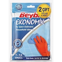 2 Çift Beybi Bulaşık Ve Temizlik Eldiveni 7-7.5 Numara - Dayanıklı Doğal Kauçuk