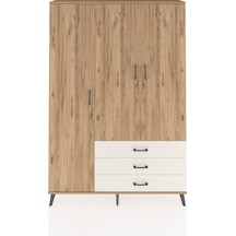 Arges Dolap 6 Raflı 3 Çekmeceli Tek Askılı 132x30x195 Çam-çam... Çam