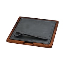 Lava Ahşap ve Döküm Demir Hot Plate Servis Tahtası 25 x 25 CM