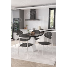 Avvio Melody Beyaz Polo Metal Sandalye 90x90 Kare Yemek Masası Mutfak Masası Masa Sandalye Takımı Siyah