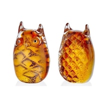 Lamedore Owl Yellow Glass Decor 9,5x6,5x13