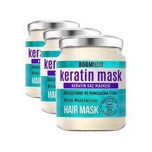 Boom Butter Güçlendirici & Onarıcı Keratin Saç Maskesi, Kırılma Karşıtı & Yoğun Besleyici, Yıpranmış Saçlar İçin, Derinlemesine Nemlendirici & Parlaklık Veren Bakım, 190 Ml 3 Paketi