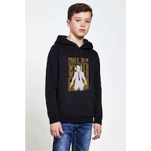 Tshirthane Pubg Praise The Winner Baskılı Unisex Çocuk Kapüşonlu Siyah Sweat Siyah