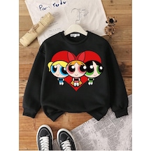 Startmore The Powerpuff Gırls X Tween Girl Casual Pattern Round Neck Long Sleeve Sweatshirt, Suit Çok Renkli