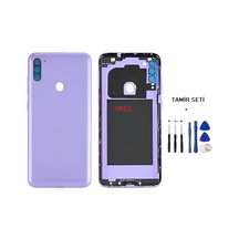 Samsung Galaxy Uyumlu M11 - Sm-m115 Full Kasa Arka Kapak Takım Mor - Tamir Seti