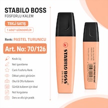 Boss Fosforlu Kalem 1 Adet Metin İşaretleme Kalemi Pastel Turuncu