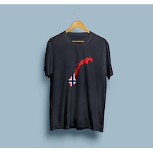 Oversize Norway / Norveç Haritası Tasarım Unisex T-shirt Siyah