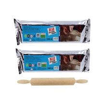 Kil Hamuru Set-5. Seramik Hamuru. 2 Kg Beyaz Kil. Ahşap Merdane.