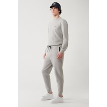 Avva Gri Eşofman Altı Esnek Yumuşak Doku İnterlok Kumaş Lastikli Paça Unisex Standart Fit Normal Kesim   B003400 Gri