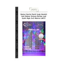 Delux Serisi Parti Işığı Renkli Işık Dekor Ürünü Perde Led Işıklı Rgb 3x3 Metre Lw77 Çok Renkli Rgb