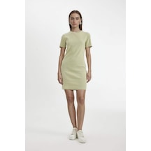 DeFacto Coool Bodycon Vücudu Saran Bisiklet Yaka Fitilli Kaşkorse Kısa Kollu Mini Elbise C1503AX24SPKH439