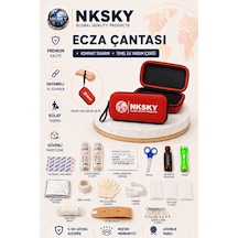 Nksky 36 Parça Araç İlk Yardım Çantası Kırmızı Eva Sert Ecza Seti Bilek Askılı Taşınabilir Ev Ofis Seyahat