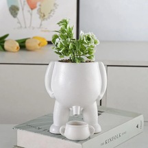 Skycity Eğlenceli Su Atan Seramik Saksı, 19cm X 12cm X 12cm, Beyaz - Bitki Sulama Eğlencesi İçin Ev Ve Bahçe Dekoru