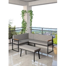 Mygusi Src Balkon, Bahçe, Cafe, Köşe Takimi Koyugri Koyu Gri