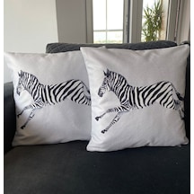 Çift Taraflı Zebra Baskılı Dekoratif 2'Li Kırlent Kılıfı Seti (506971526)